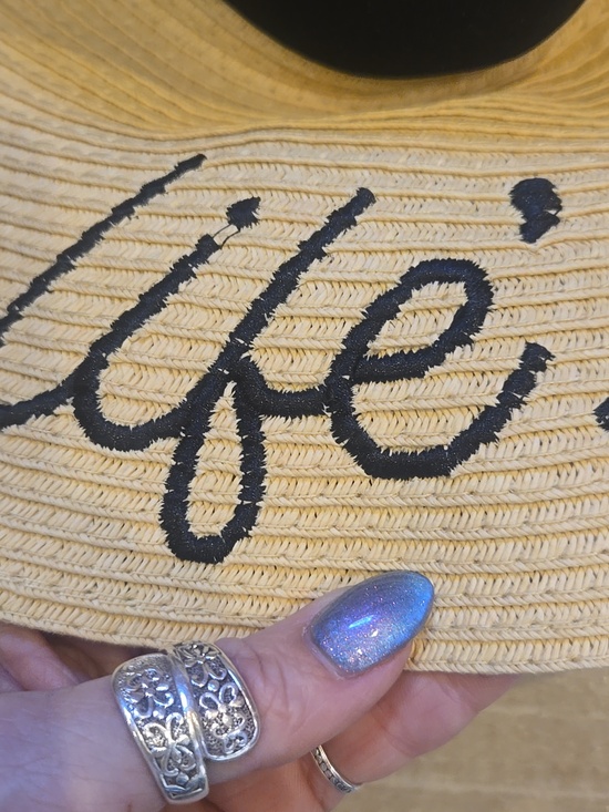 Serra "Life's a Beach" Tan Stylish Wide Brim Oversized Sun Hat - Picture 2 of 7